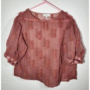 EUC The Line Of Style Women's Size L Mauve Lace Blouse